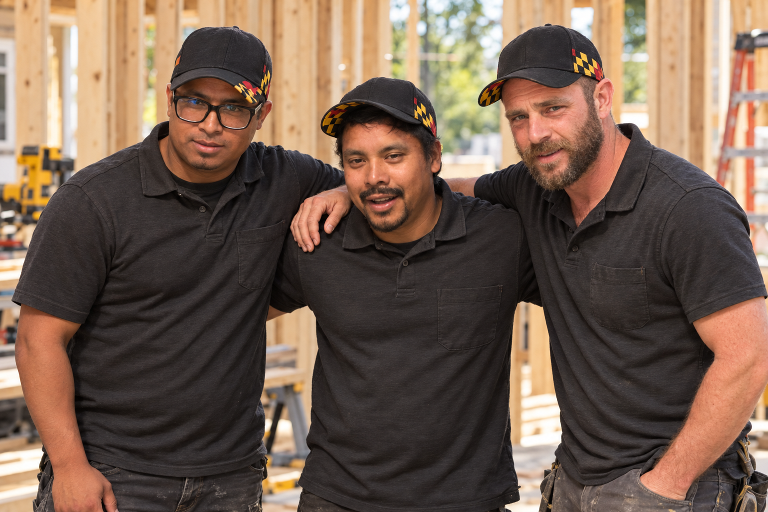 Mike Williams, right, with members of the Maryland Professional Contractors crew at a residential construction project